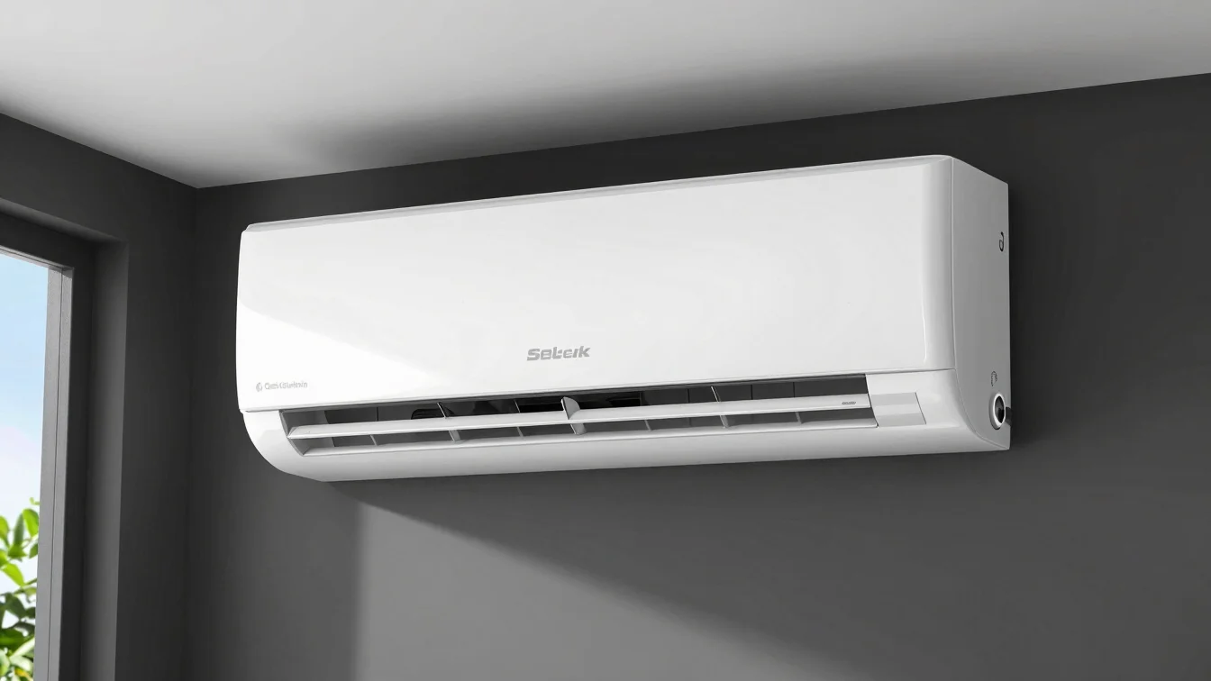 Sleek wall-mounted indoor air conditioning split unit in a modern