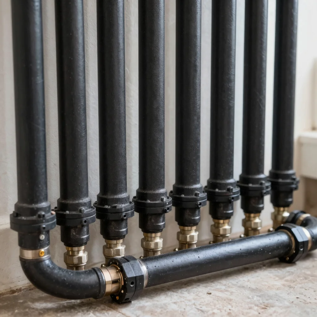 Neatly routed manifold and valves on a domestic heating upgrade,